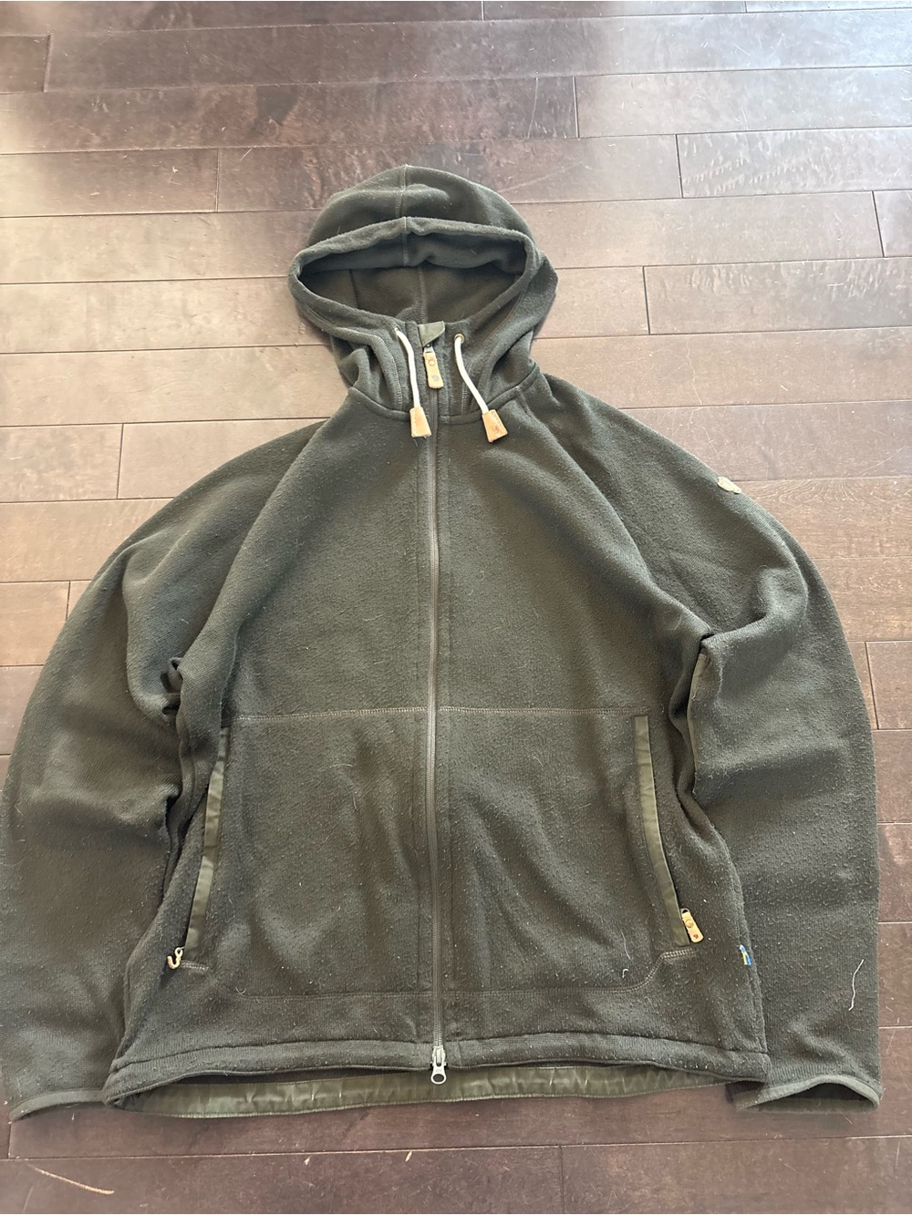 Fjallraven Men's Olive Green Full-Zip Hooded Fleece